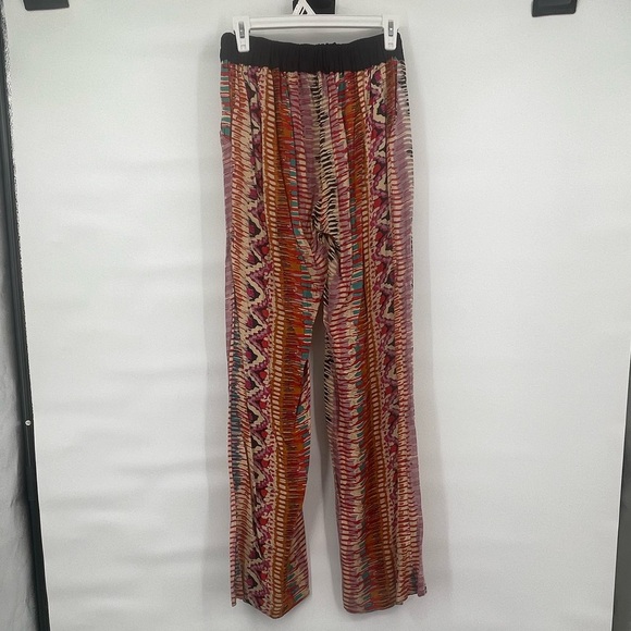 Earthbound Trading Co. boho print multicolor flowy wide leg pull on pants - Picture 2 of 8
